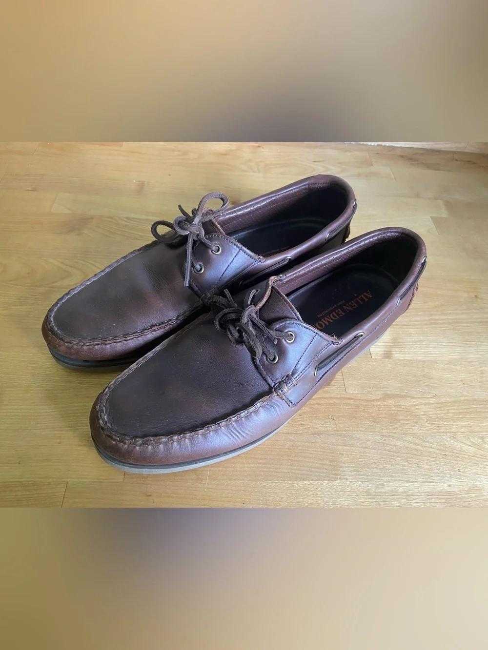 Allen Edmonds Dark Brown Leather Moc-Toe Boat Shoes